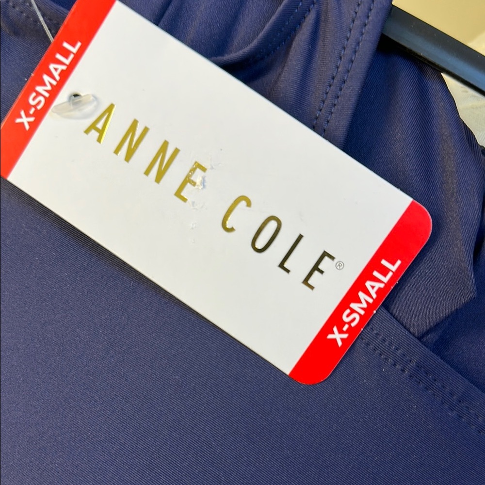 Anne Cole Navy Blue One Piece Swimsuit with Ruched Detailing - Picture 2 of 3